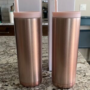 Rose Gold Stainless Steel Tumbler with Straw - 2 Pack